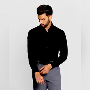 BlackBerry Black Formal Shirt India Slim Large Button Down